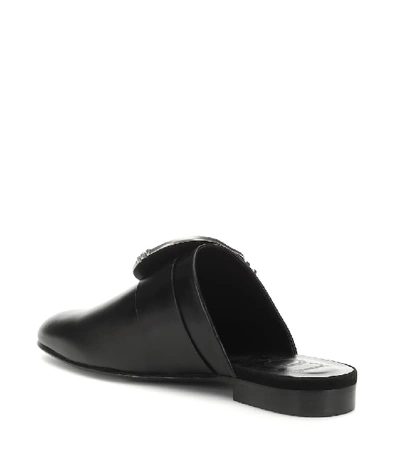 Shop Loewe Leather Slippers In Black