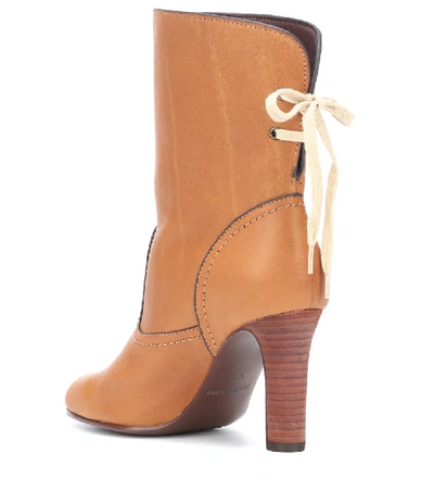 Shop See By Chloé Lara Leather Ankle Boots In Brown