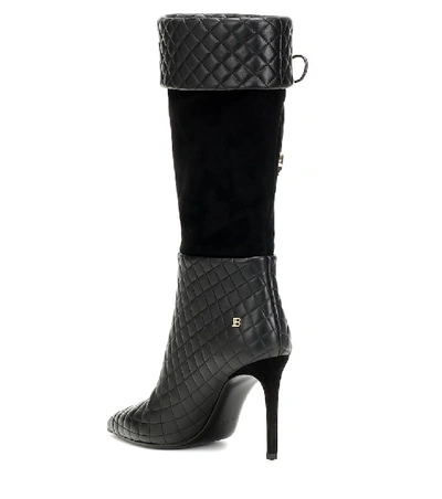 Shop Balmain Mina Leather Knee-high Boots In Black