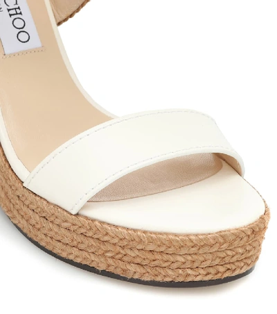 Shop Jimmy Choo Delphi 100 Wedge Espadrille Sandals In White