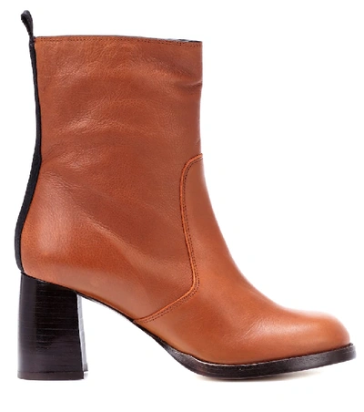 Shop Joseph Leather Ankle Boots In Brown