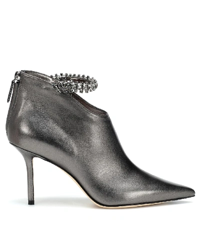 Shop Jimmy Choo Blaize 85 Leather Ankle Boots In Grey