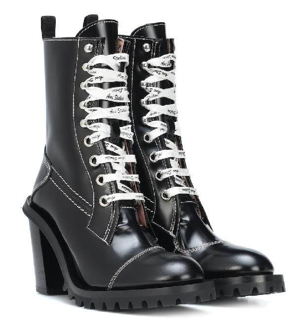 leather ankle boots with laces