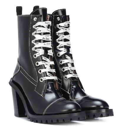 Shop Acne Studios Lace-up Leather Ankle Boots In Black