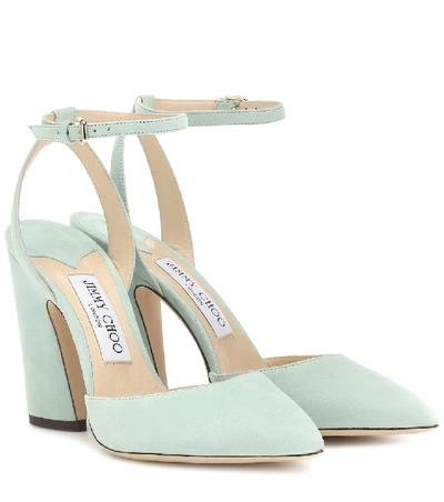 Shop Jimmy Choo Micky 100 Suede Pumps In Green