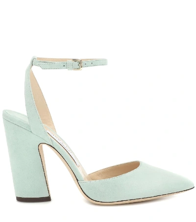 Shop Jimmy Choo Micky 100 Suede Pumps In Green