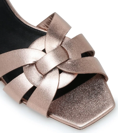 Saint Laurent Women's Tribute Metallic Leather Slides In Pink
