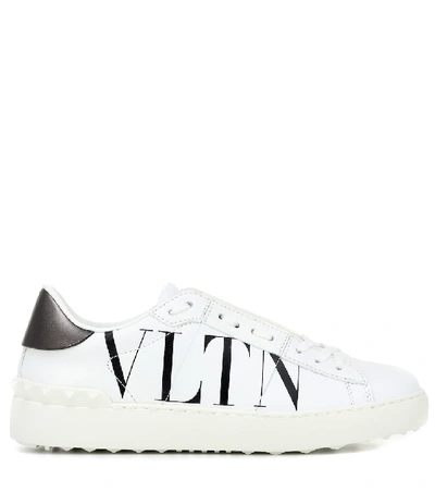 Shop Valentino Garavani Vltn Leather Sneakers In White