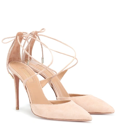 Shop Aquazzura Very Matilde 105 Suede Pumps In Pink