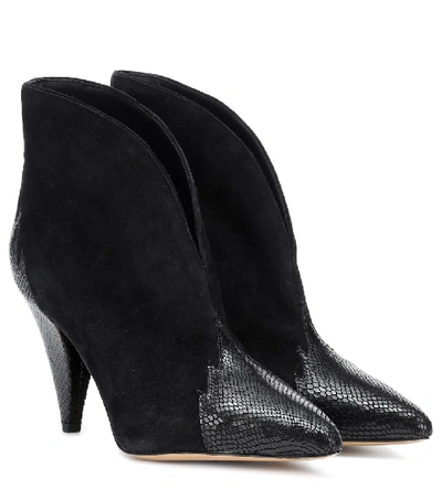 Shop Isabel Marant Archee Suede And Leather Ankle Boots In Black