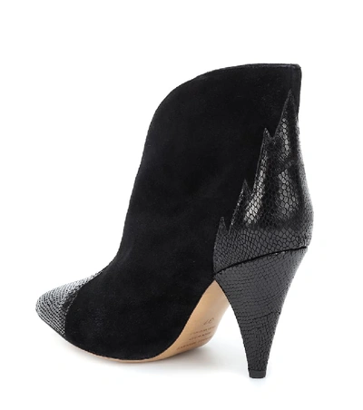 Shop Isabel Marant Archee Suede And Leather Ankle Boots In Black