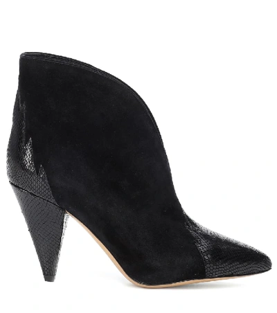 Shop Isabel Marant Archee Suede And Leather Ankle Boots In Black