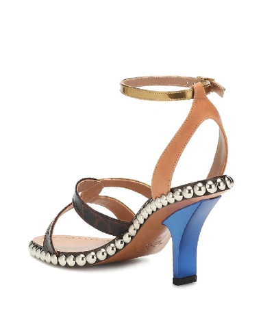 Shop Marni Embellished Leather Sandals In Multicoloured