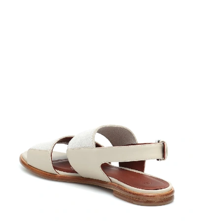 Shop Loro Piana Kalahari Leather-trimmed Sandals In White