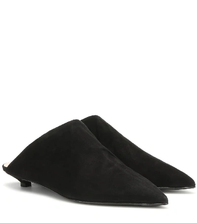Shop Acne Studios Brion Shearling-lined Suede Slippers In Black