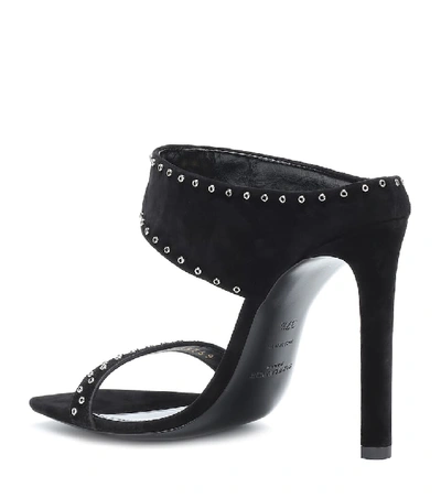 Shop Saint Laurent Embellished Suede Sandals In Black