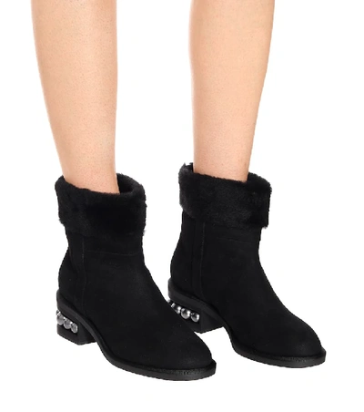 Shop Nicholas Kirkwood Casati 35mm Shearling Ankle Boots In Black