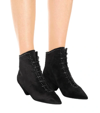 Shop Saint Laurent Kate 45 Suede Ankle Boots In Black