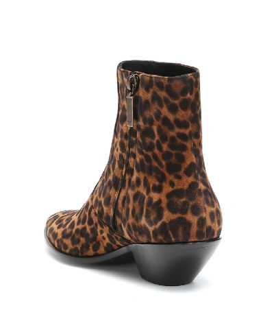Shop Saint Laurent West 45 Leopard-print Suede Ankle Boots In Multicoloured
