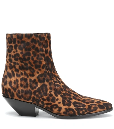 Shop Saint Laurent West 45 Leopard-print Suede Ankle Boots In Multicoloured