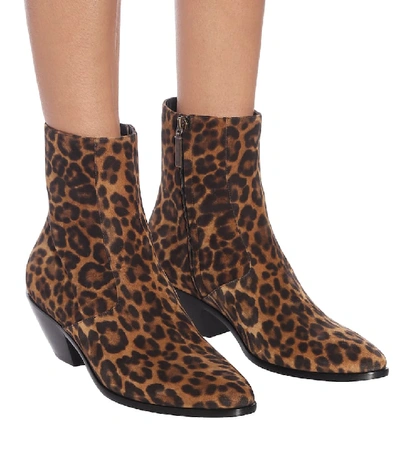 Shop Saint Laurent West 45 Leopard-print Suede Ankle Boots In Multicoloured