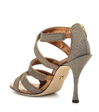 Shop Dolce & Gabbana Keira Leather-trimmed Sandals In Metallic