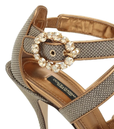 Shop Dolce & Gabbana Keira Leather-trimmed Sandals In Metallic