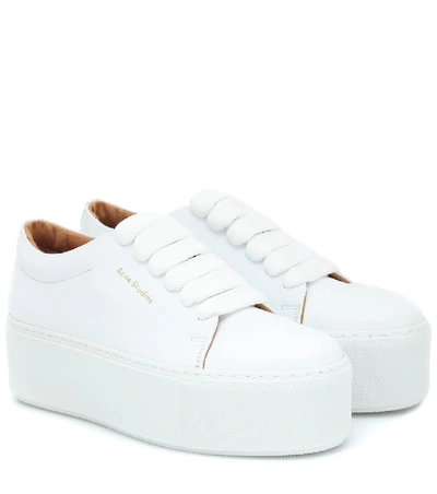 Shop Acne Studios Drihanna Platform Leather Sneakers In White