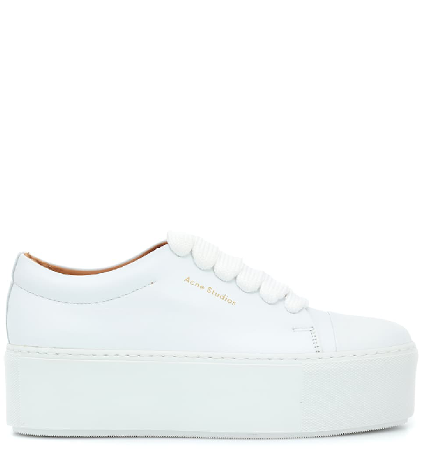 Acne Studios Drihanna Platform Sneakers In White Lamb Leather | ModeSens