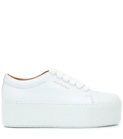 Shop Acne Studios Drihanna Platform Leather Sneakers In White