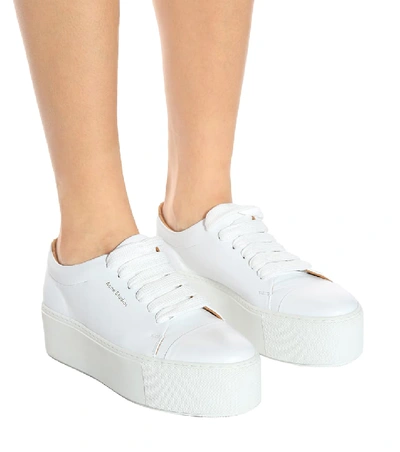 Shop Acne Studios Drihanna Platform Leather Sneakers In White