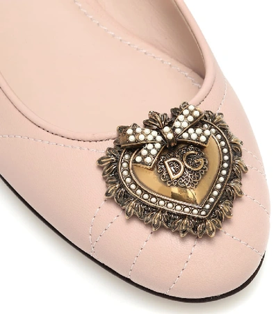 Shop Dolce & Gabbana Devotion Leather Ballet Flats In Pink