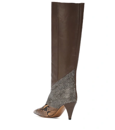 Shop Isabel Marant Laomi Snake-effect Leather Boots In Brown