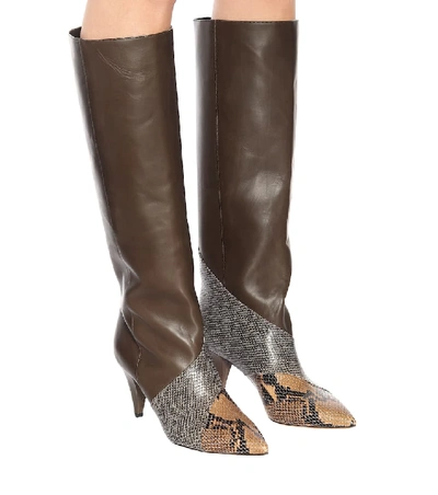 Shop Isabel Marant Laomi Snake-effect Leather Boots In Brown