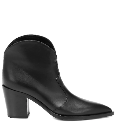 Shop Gianvito Rossi Nevada Leather Ankle Boots In Black