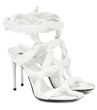 Shop Off-white Knot Leather Sandals In White