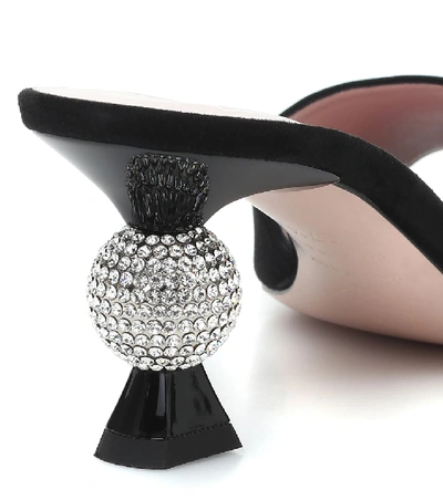 Shop Roger Vivier Vivier Marlene Embellished Suede Sandals In Black