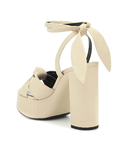 Shop Saint Laurent Bianca 125 Leather Platform Sandals In Beige