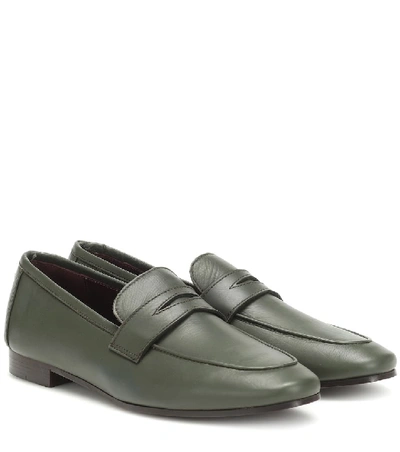 Shop Bougeotte Flaneur Leather Loafers In Green