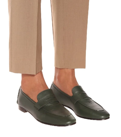 Shop Bougeotte Flaneur Leather Loafers In Green