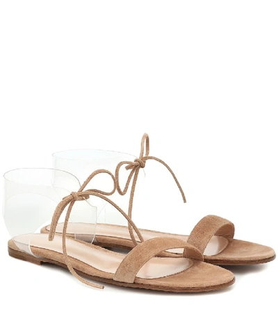 Shop Gianvito Rossi Estelle Pvc And Suede Sandals In Brown