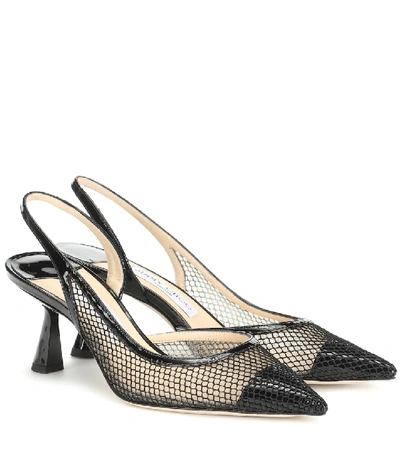 Shop Jimmy Choo Fetto 65 Mesh And Leather Pumps In Black