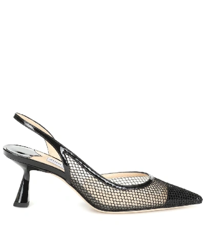 Shop Jimmy Choo Fetto 65 Mesh And Leather Pumps In Black