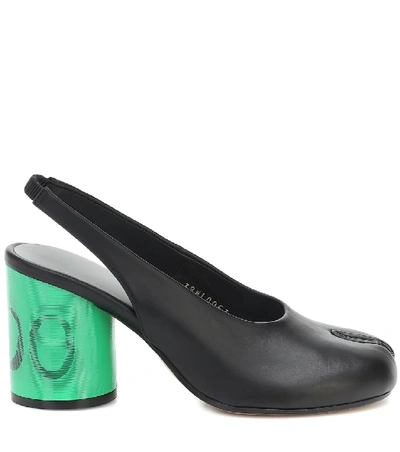 Shop Maison Margiela Tabi Leather Slingback Pumps In Black