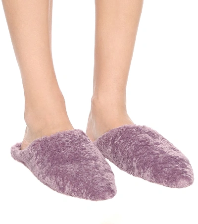 Shop Nanushka Miska Faux-fur Flats In Purple