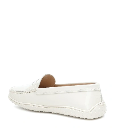 Shop Tod's Gommino Patent-leather Loafers In White