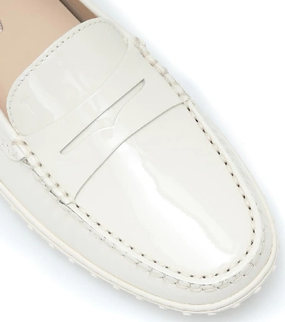 Shop Tod's Gommino Patent-leather Loafers In White