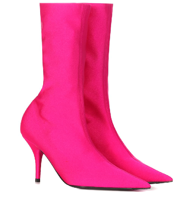 balenciaga pink velvet boots