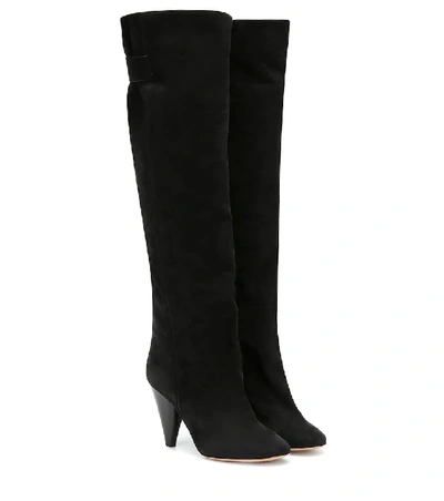 Shop Isabel Marant Lacine Suede Knee-high Boots In Black