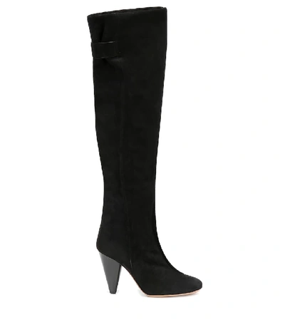 Shop Isabel Marant Lacine Suede Knee-high Boots In Black